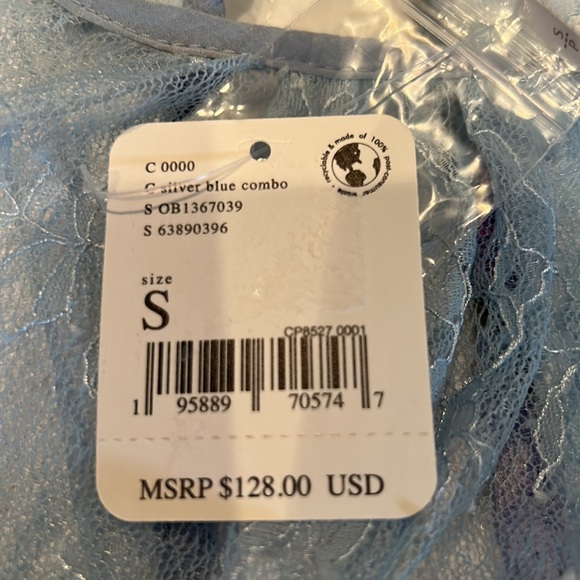 (5 for $75) NWT FREE PEOPLE daphne silver blue combo floral lace blouse - Picture 10 of 14